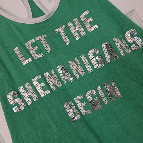 PINK Victoria's Secret Green and White St Patrick's Day Tank Top - Picture 2 of 10